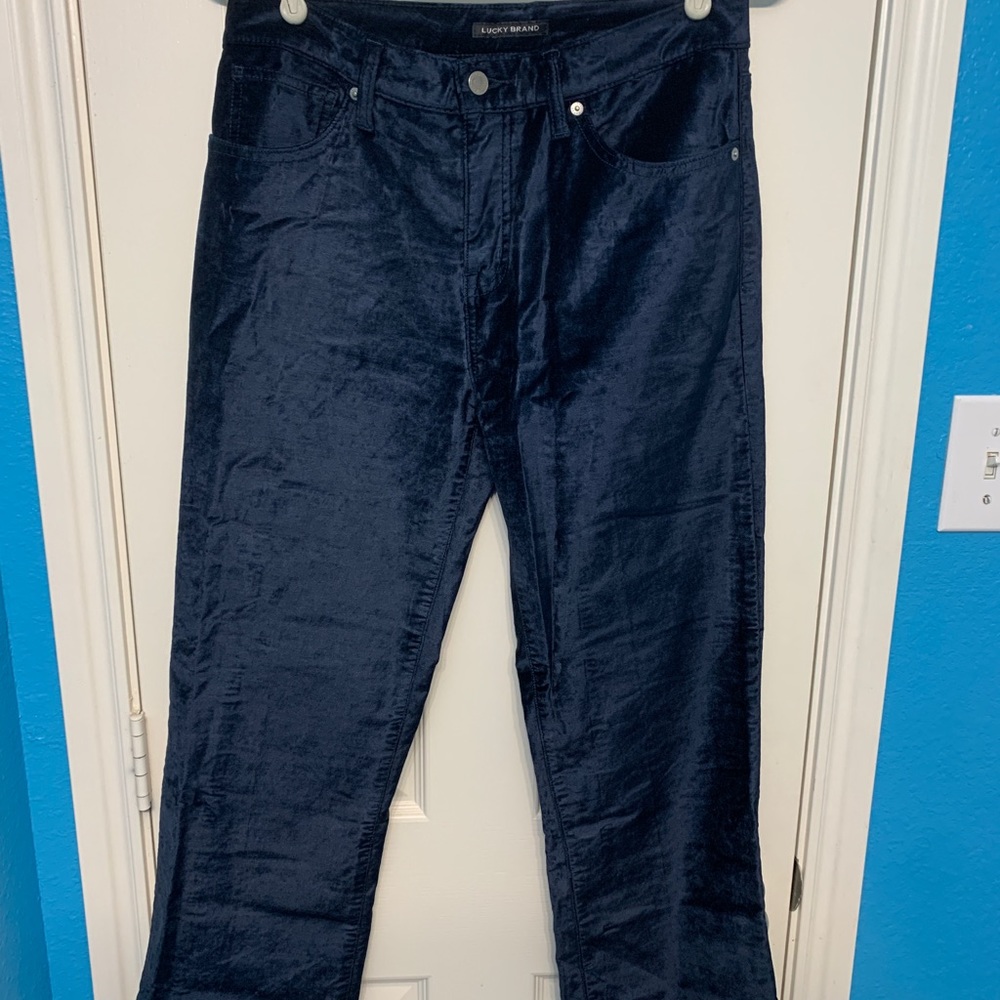 lucky brand mid rise navy velvety jean